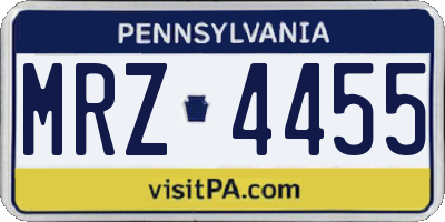 PA license plate MRZ4455