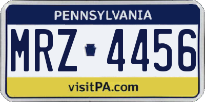 PA license plate MRZ4456