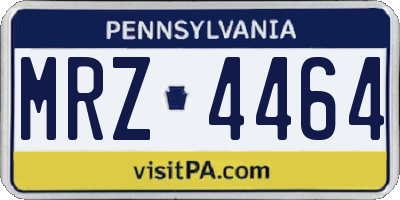 PA license plate MRZ4464