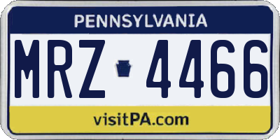 PA license plate MRZ4466