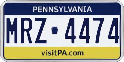 PA license plate MRZ4474