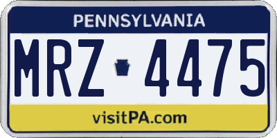 PA license plate MRZ4475