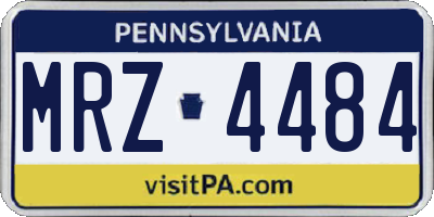 PA license plate MRZ4484