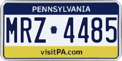 PA license plate MRZ4485
