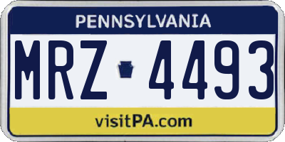 PA license plate MRZ4493