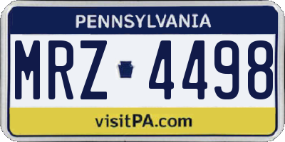 PA license plate MRZ4498