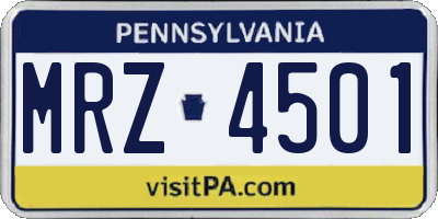PA license plate MRZ4501