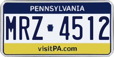 PA license plate MRZ4512