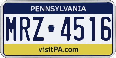 PA license plate MRZ4516