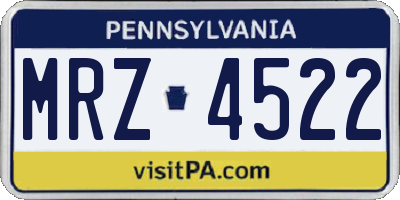 PA license plate MRZ4522