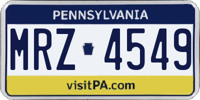 PA license plate MRZ4549