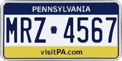 PA license plate MRZ4567