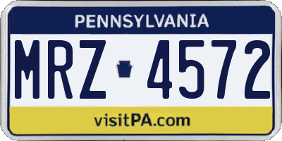 PA license plate MRZ4572