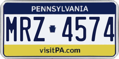 PA license plate MRZ4574