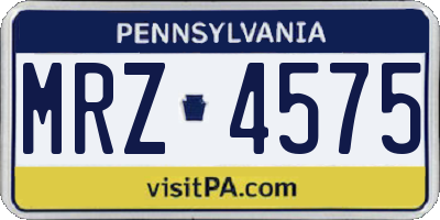 PA license plate MRZ4575