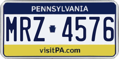 PA license plate MRZ4576