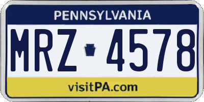 PA license plate MRZ4578