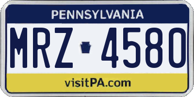PA license plate MRZ4580