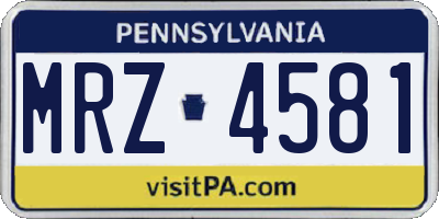 PA license plate MRZ4581
