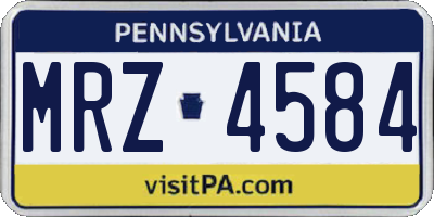 PA license plate MRZ4584