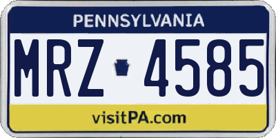 PA license plate MRZ4585
