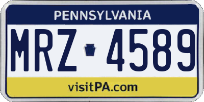 PA license plate MRZ4589