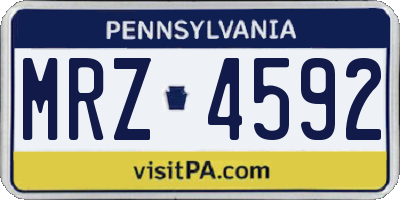 PA license plate MRZ4592