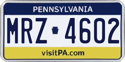 PA license plate MRZ4602