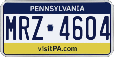 PA license plate MRZ4604