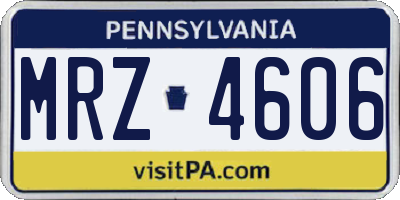 PA license plate MRZ4606
