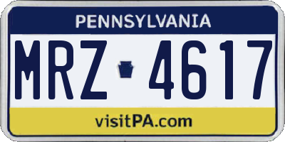 PA license plate MRZ4617