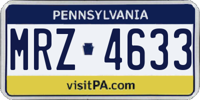 PA license plate MRZ4633