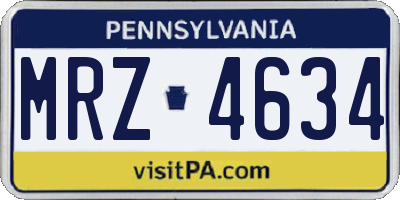 PA license plate MRZ4634