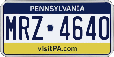 PA license plate MRZ4640