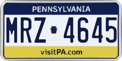 PA license plate MRZ4645
