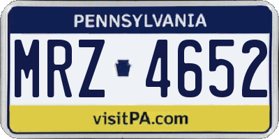 PA license plate MRZ4652