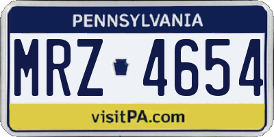 PA license plate MRZ4654