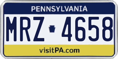 PA license plate MRZ4658