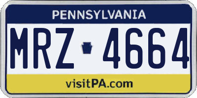 PA license plate MRZ4664