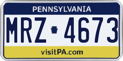 PA license plate MRZ4673