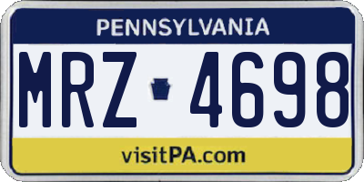 PA license plate MRZ4698