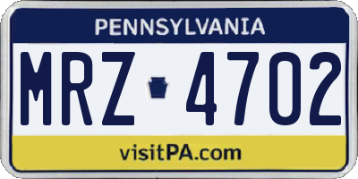 PA license plate MRZ4702