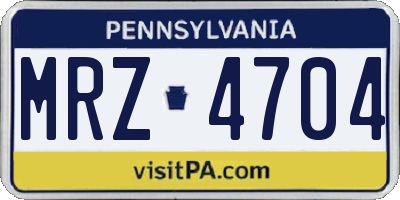 PA license plate MRZ4704