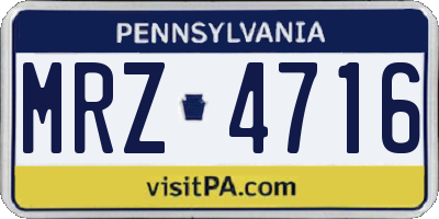PA license plate MRZ4716