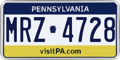 PA license plate MRZ4728