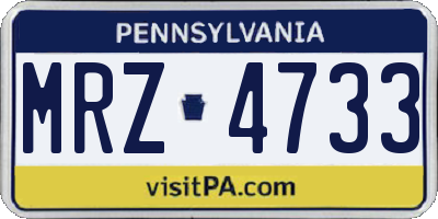PA license plate MRZ4733