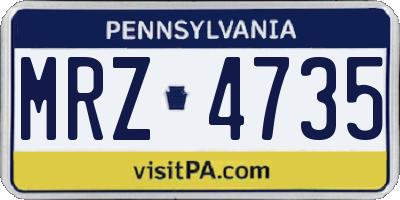 PA license plate MRZ4735
