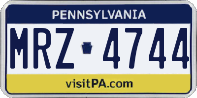 PA license plate MRZ4744