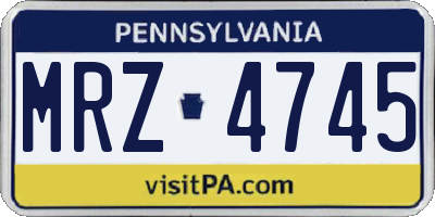 PA license plate MRZ4745