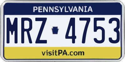 PA license plate MRZ4753